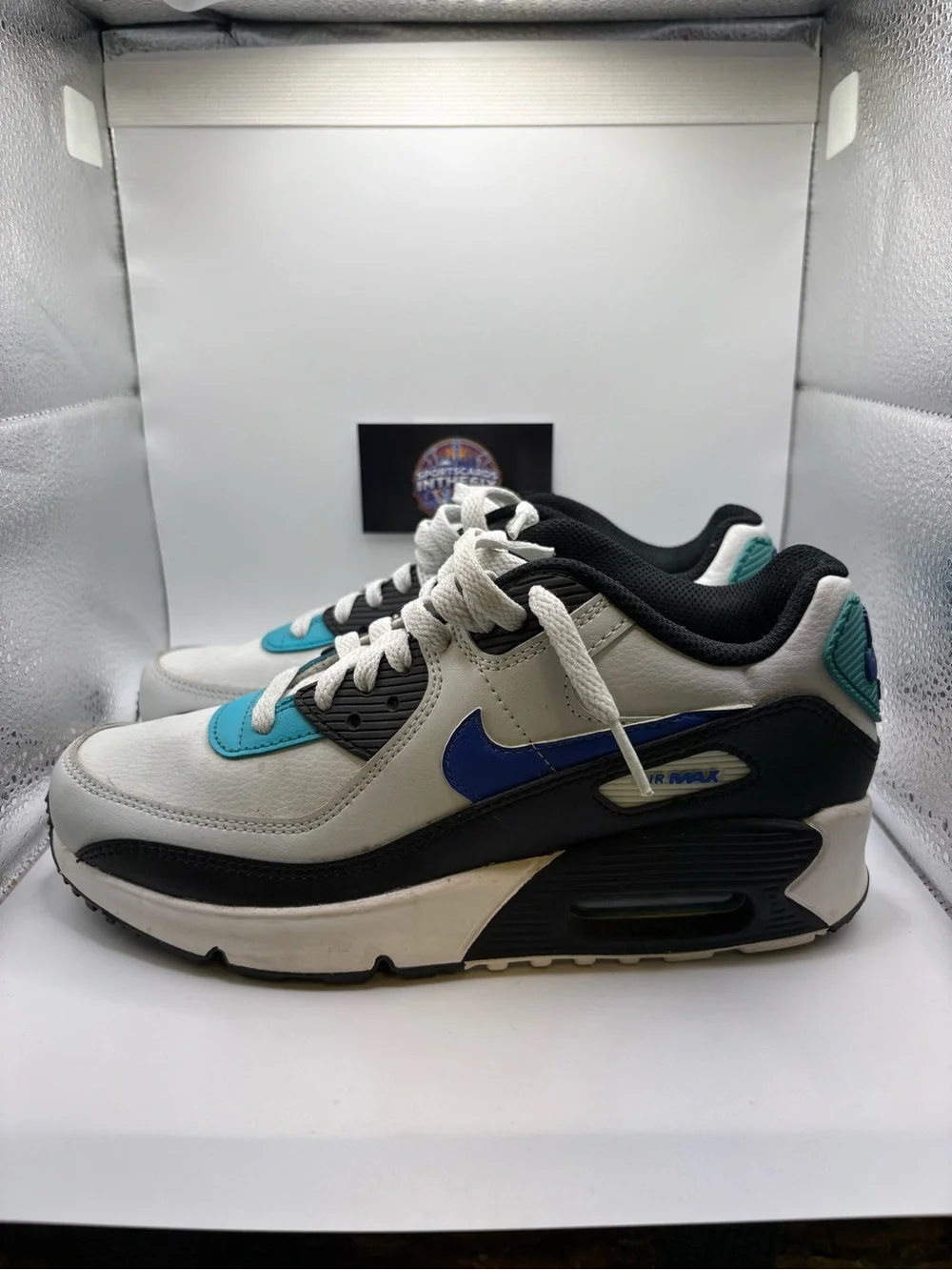 New Nike Air Max 90 Youth Big Kids Shoes Size 5Y Black/Hyper Blue CD6864 003 - Picture 5 of 7
